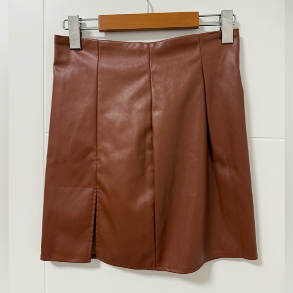 SHEIN Dresses & Skirts - Elegant Brown Leather Skirt
